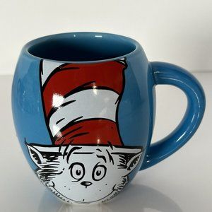 Dr. Seuss Cat in the Hat 18 Ounce Oval Ceramic Coffee Tea Mug Blue
